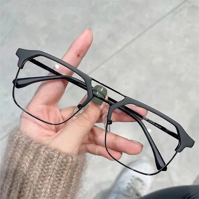 Luxury Brand Double Beam Frame Myopia Glasses Women Men Antiblue Light