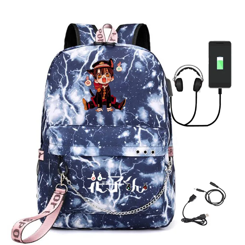 

Popular Creative Hanako-kun USB Student School Bags Unisex Print Oxford Waterproof Notebook multifunction Travel Backpacks