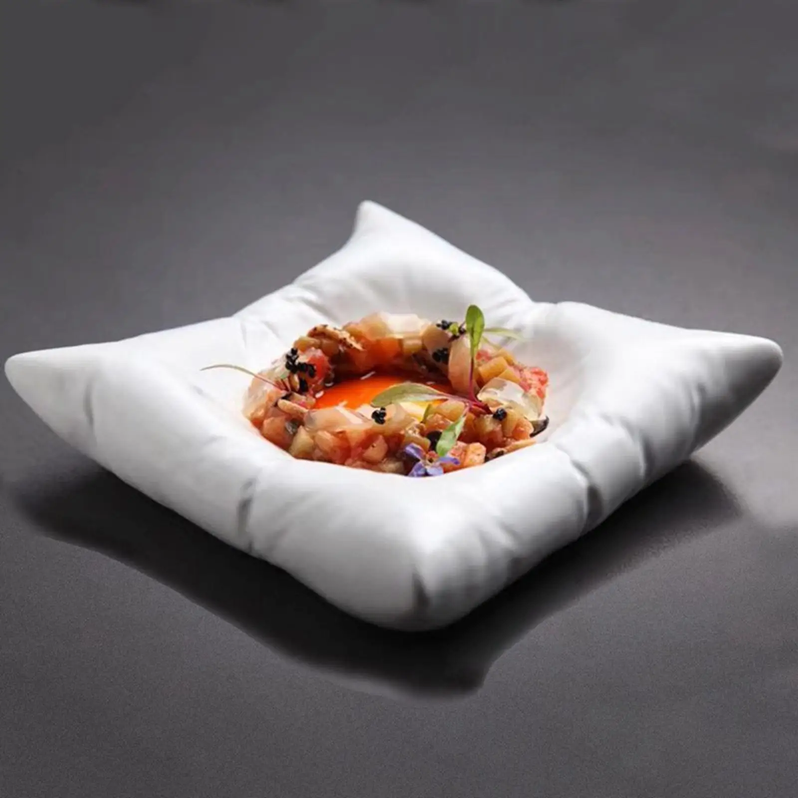 Ceramic Dinner Plate Dinnerware 8in Elegant Sauce Tray Appetizer Dish Western Food Plate Irregular for Desktop Parties Salad