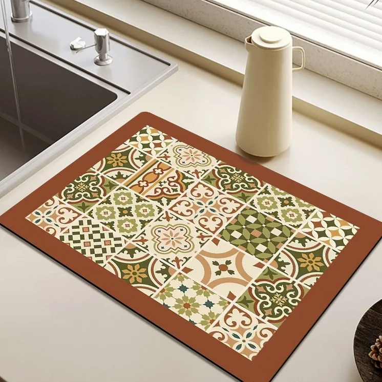 Enhanced Diatomaceous Earth Absorbent Kitchen Drying Mat, Heat Resistant and Anti-Scalding