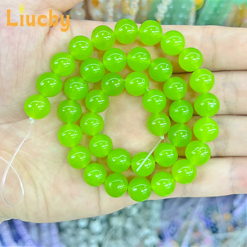 Natural Stone Jewelry Beads Grape Green Chalcedony Jades 4/6/8/10/12/14mm 15" s for Jewelry Making