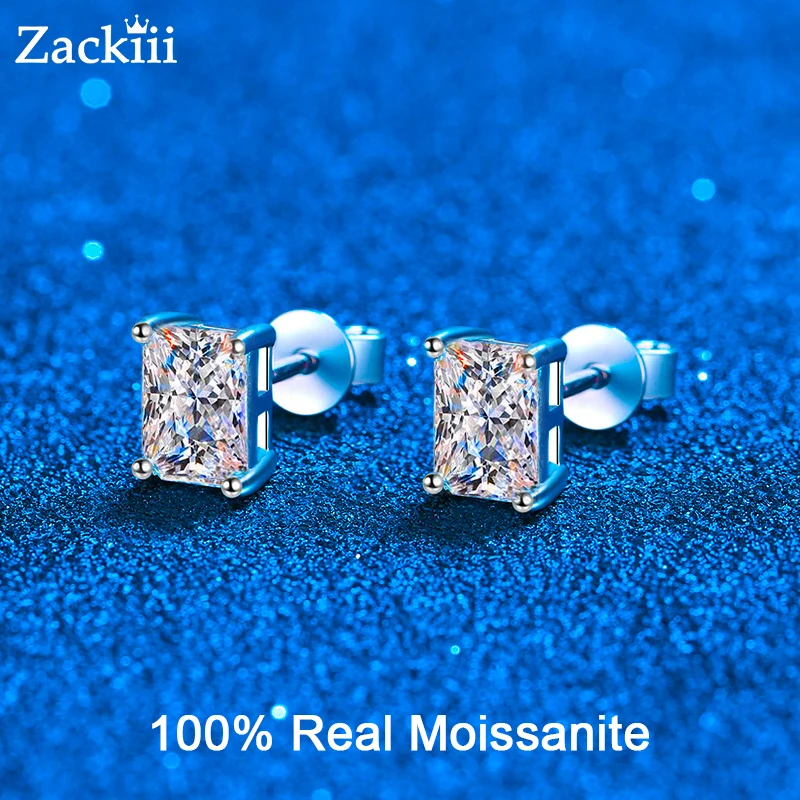 

Emerald Cut Moissanite Earrings for Women Girls Brilliant VVS1 Lab Created Diamond Earrings S925 Silver Moissanite Stud Earrings