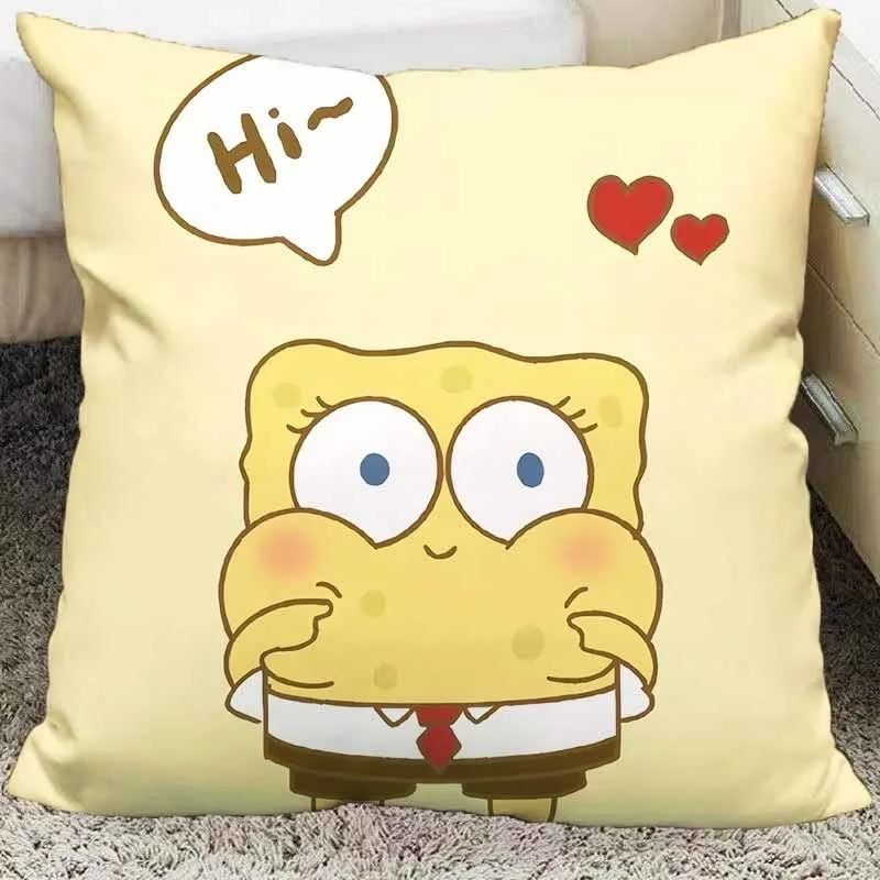 Cartoon Spongebob Squidward Pillowcase Kawaii Home Room Decoration Living Room Sofa Cushion Cover 4