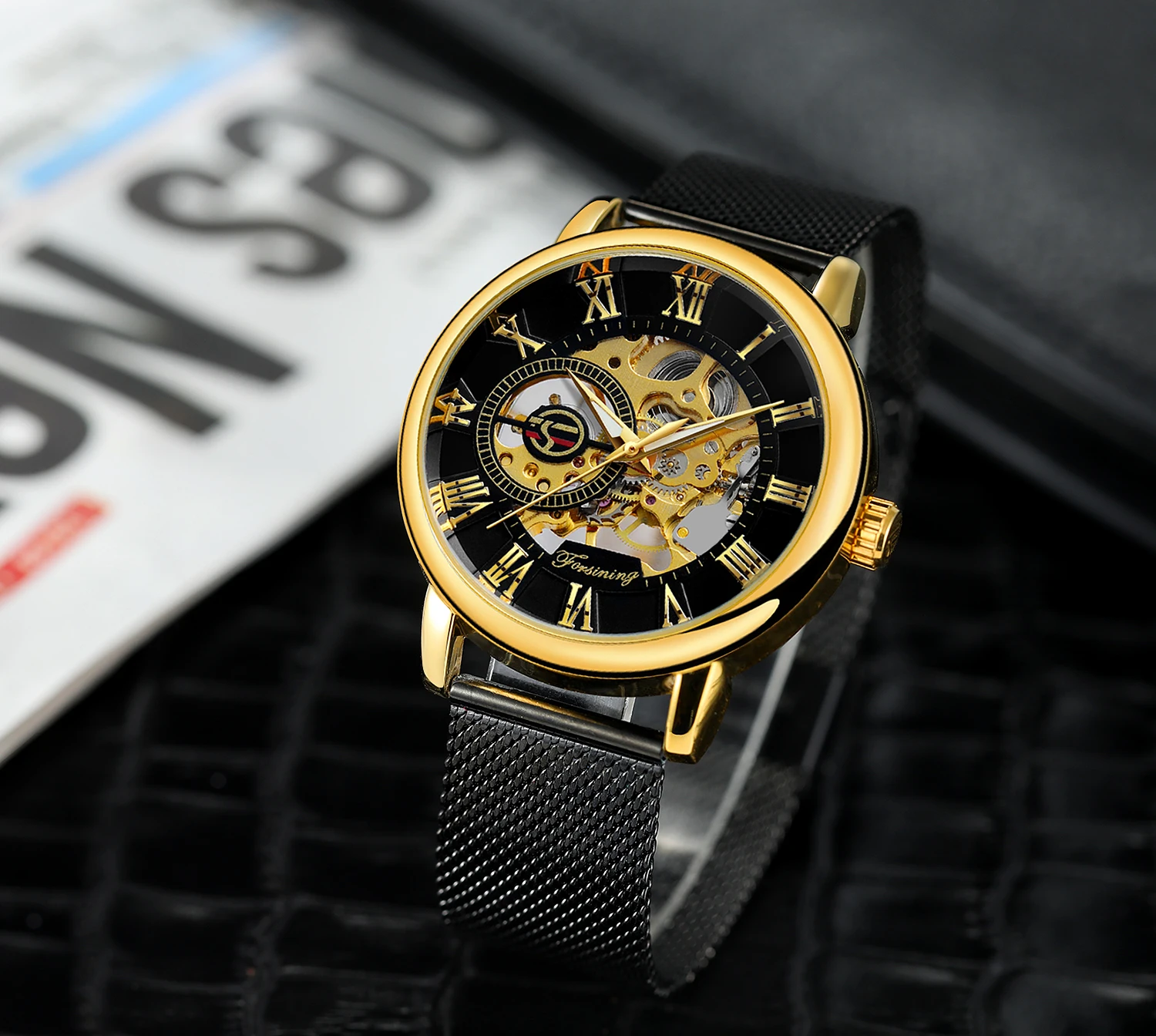 Luxury Brand Retro Fashion Design Skeleton Sport Hand Wind 