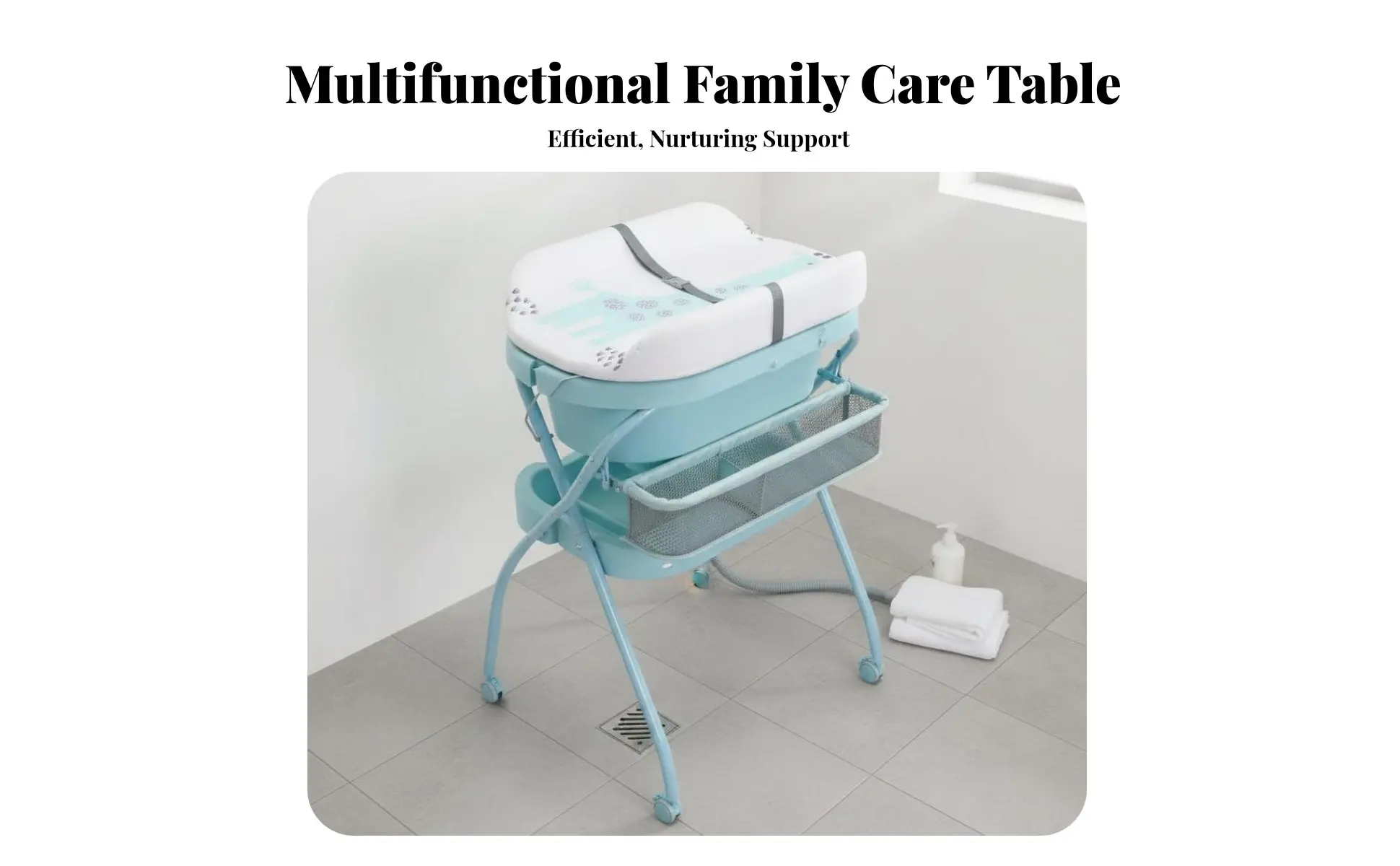 Changing Table with Bathtub Multi-Functional Foldable Baby Changing Table Folding Diaper Station Space-Saving for Home, Bathroom
