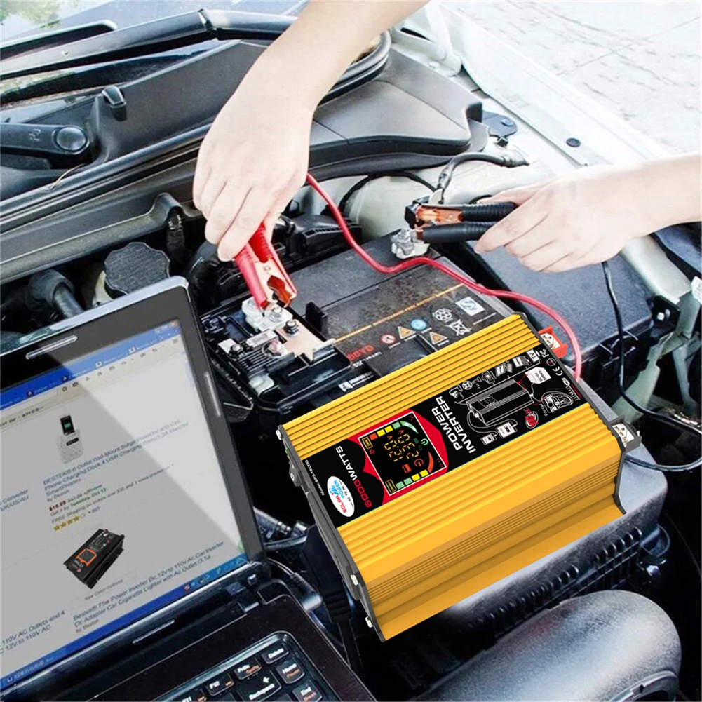 6000W Car Power Inverter Dual USB LCD Display