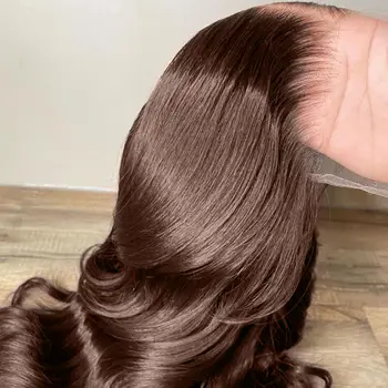 250 Density 13x4 FULL SKINLIKE HD lace front wigs Human Hair Chocolate Brown Pre Plucked Real 15A 0.10mm Ultra-thin Invisible 1