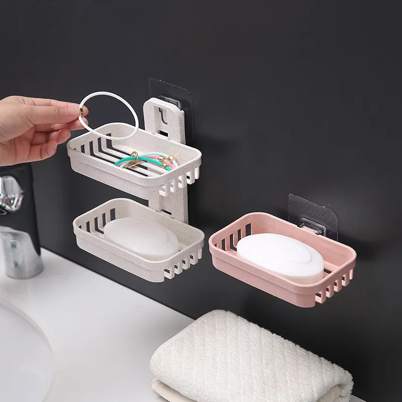 Wall Hanging Soap Box Drain Soap Holder Bathroom Accessories Suction Cup Soap Dish Tray Soap Dish for Bathroom Soap Container 1