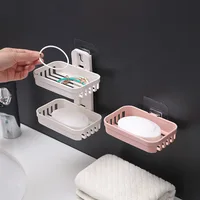Wall Hanging Soap Box Drain Soap Holder Bathroom Accessories Suction Cup Soap Dish Tray Soap Dish for Bathroom Soap Container 1