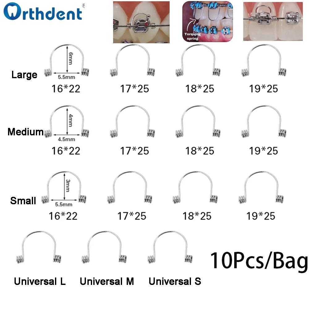 

10 Pcs/Bag Dental Orthodontic Torque Spring Anterior Teeth Stainless Steel For Rectangular Archwires Brackets Dentistry Tools