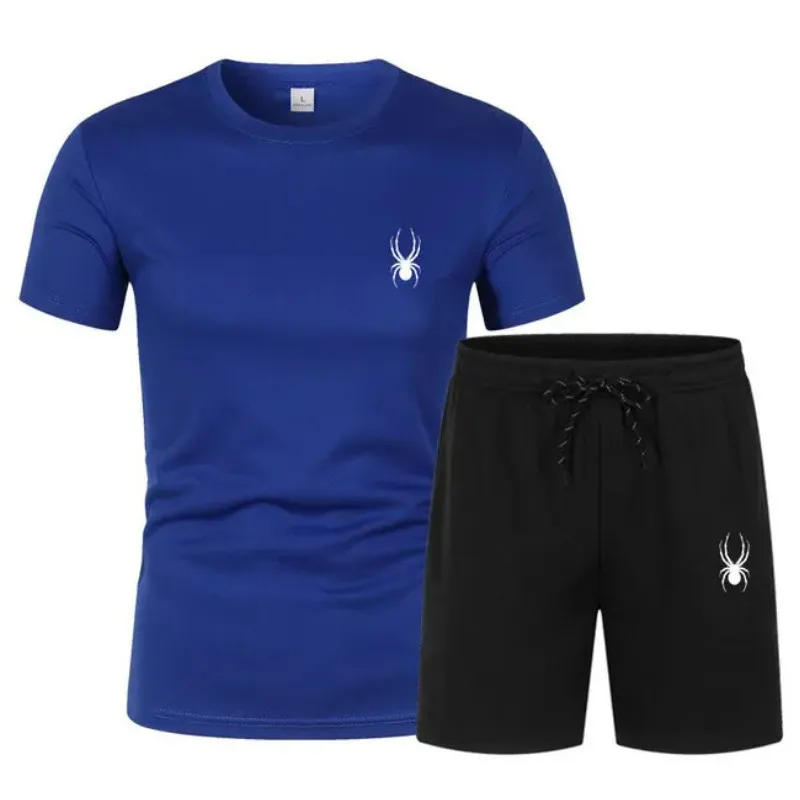 Men's T-Shirt and Short Pants Set, Sportswear, Streetwear, Tracksuit, Cotton T Shirts, Shorts Suit, Summer, Two Piece Sets