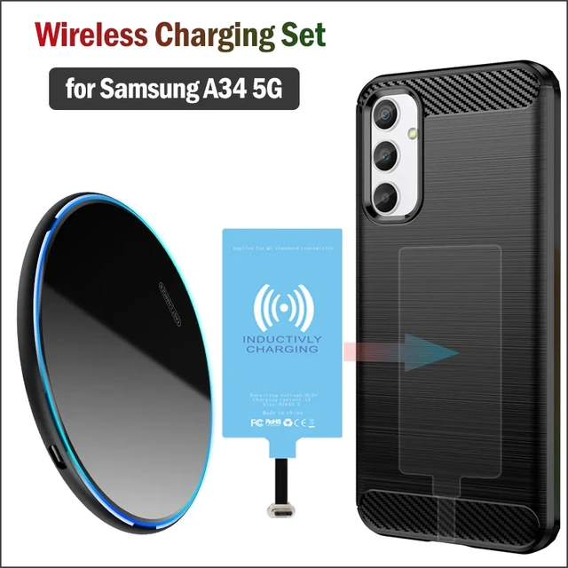 Qi Wireless Charger+Receiver+Case for Samsung Galaxy A34 5G Phone Wireless  Charging Set(Install Type-C Charger Adapter) A34 - AliExpress