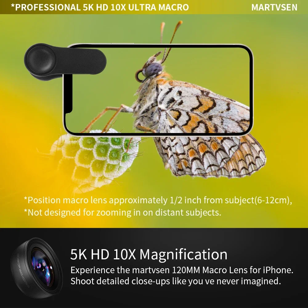 MARTVSEN 10-20X Obiettivo macro ad alta definizione per tutti gli smartphone iPhone Samsung Ciglia Fiore Insetto Riprese ravvicinate - Image 2