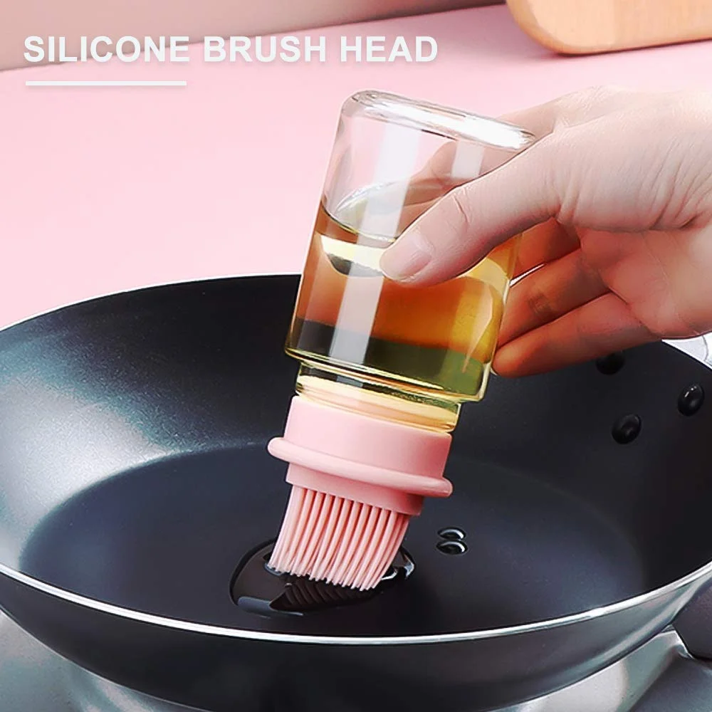 

Silicone Oil Brush Set Oil Dispenser Bottle with Brush Oil Bottle for Outdoor Barbecue Kitchen Cooking