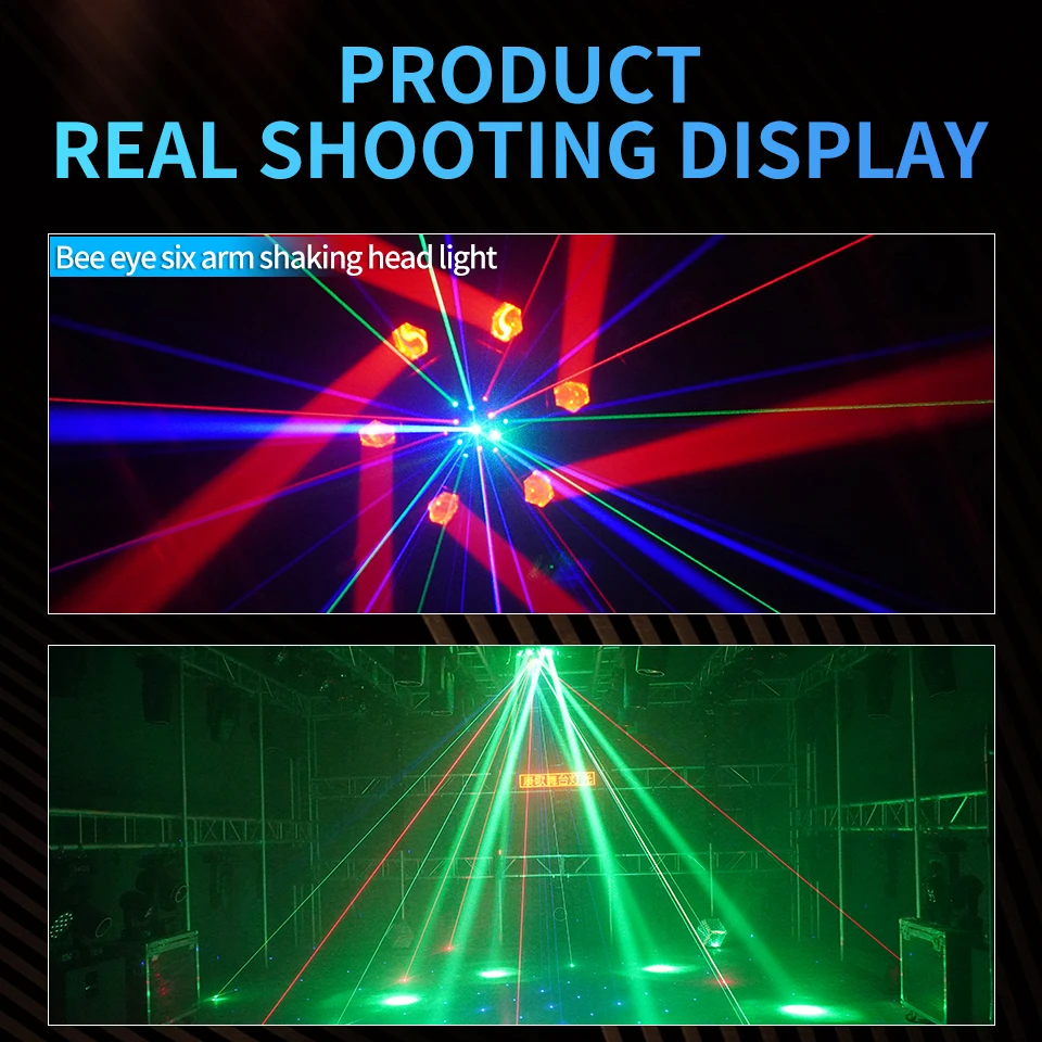 120W RGBW 6 Moving Head Beam Laser Light Led Six Arm Matrix Laser DMX512 Stage S