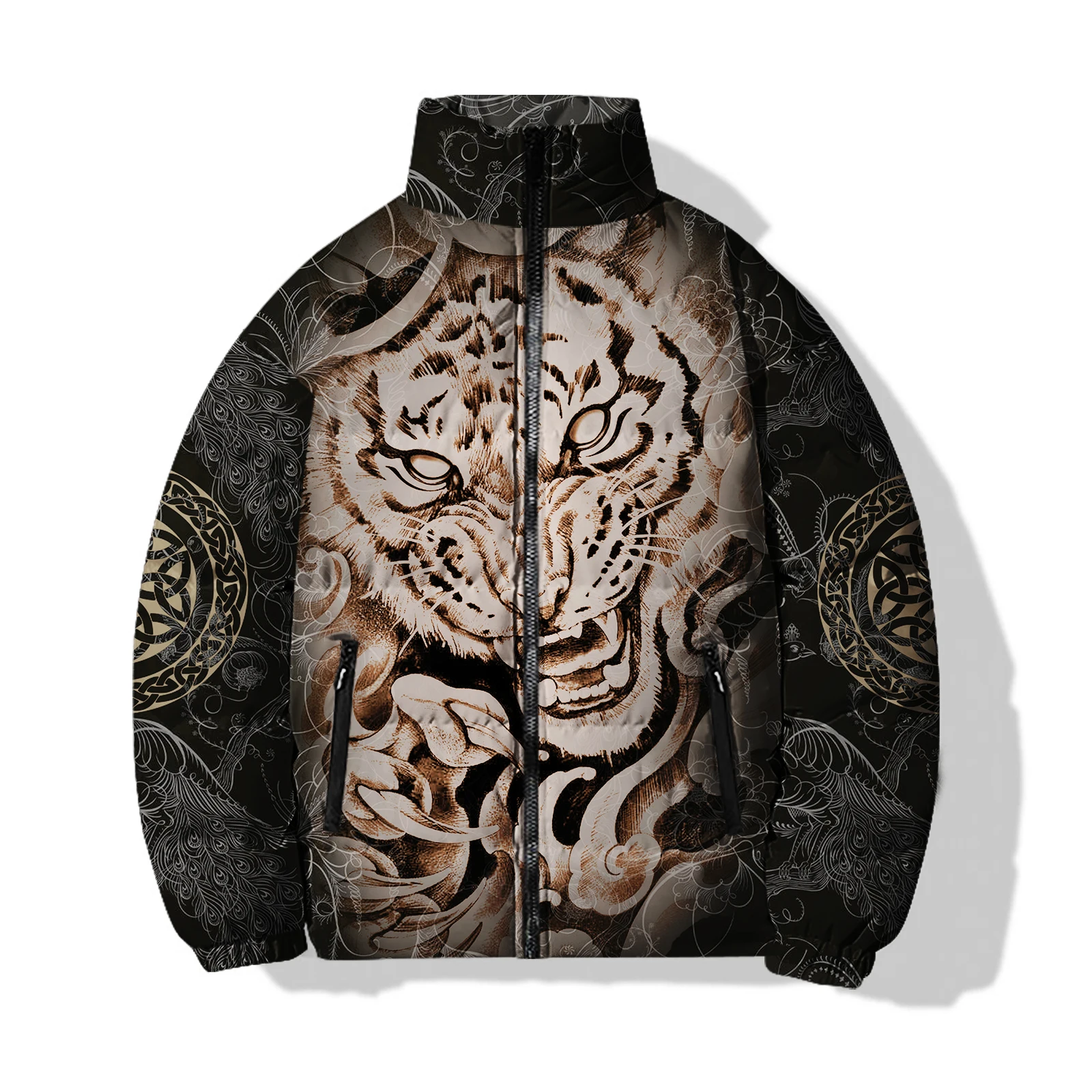 thumbnail image 1 of Abrigos de invierno para hombre modernos y versátiles, ropa para hombre con estampado de tigre dominante, chaquetas, parkas cómodas y cálidas para hombre, 1 of 5