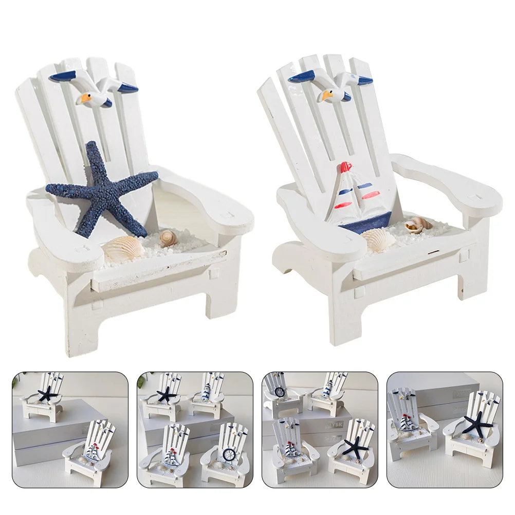 

2 Pcs Home Decoration Ornaments Miniature Wood Chair Accessories Small Pine Tabletop