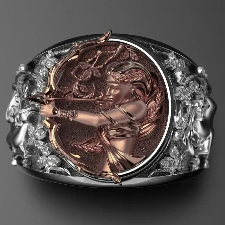 Détail de la bague déesse grecque