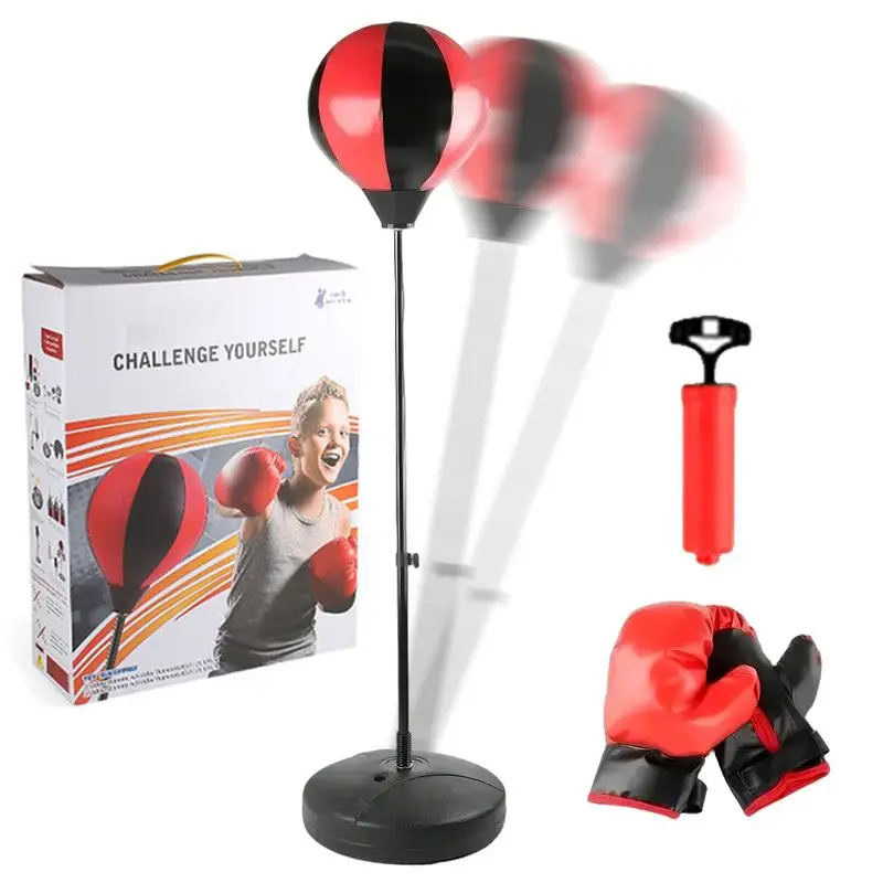 Punching Bag with Gloves Punch Bag Set Adjustable Height Punching Boxing Training Stress Relieving Sandbag