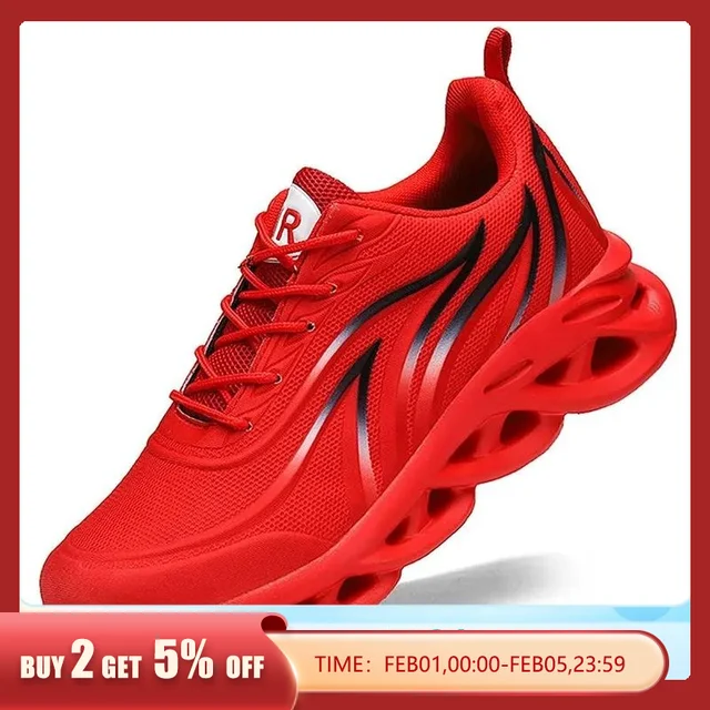 남성용 플레임 프린트 운동화 – 경량 니트 운동화 – 스포츠 블레이드 쿠션 조깅 트레이너 – 패션