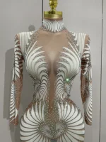 STOCK Stage Costume Sparkly Diamond Women Sexy Mesh Jumpsuit Nightclub Bar Party Show Gogo Dancer Clothing Drag Queen Outfit - Image 5