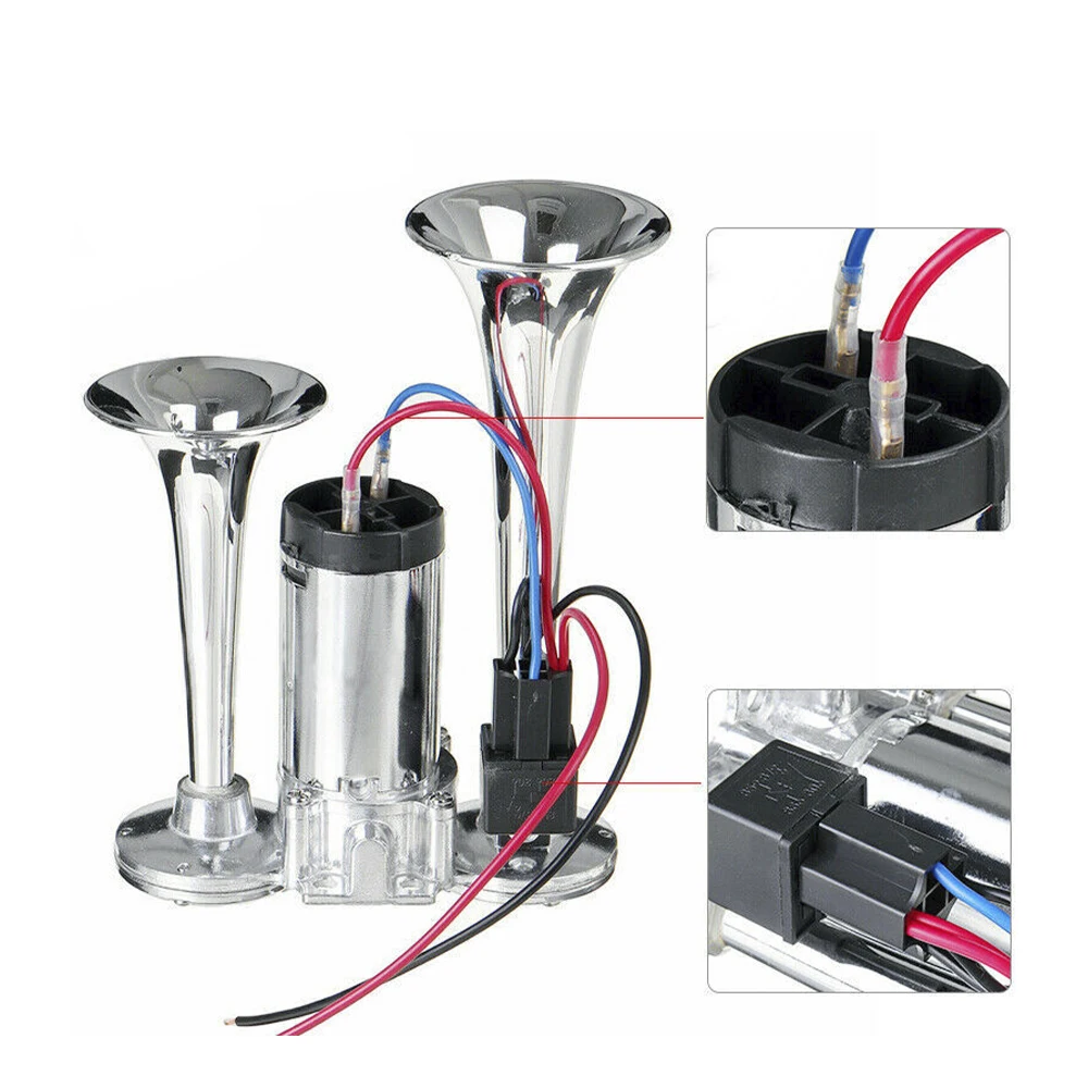 12v 24v 150db zweifarbiges Auto-Lufthupen-Kit super lauter Trompeten kompressor für Motorrad-Auto-Boots-LKW – Detail 1