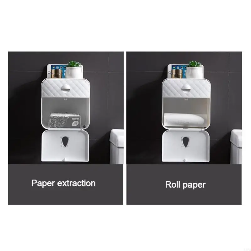 A3PA Bathroom Multifunctional Toilet Paper Holder Perforation-Free Self-Adhesive Box 2