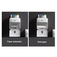 A3PA Bathroom Multifunctional Toilet Paper Holder Perforation-Free Self-Adhesive Box 2