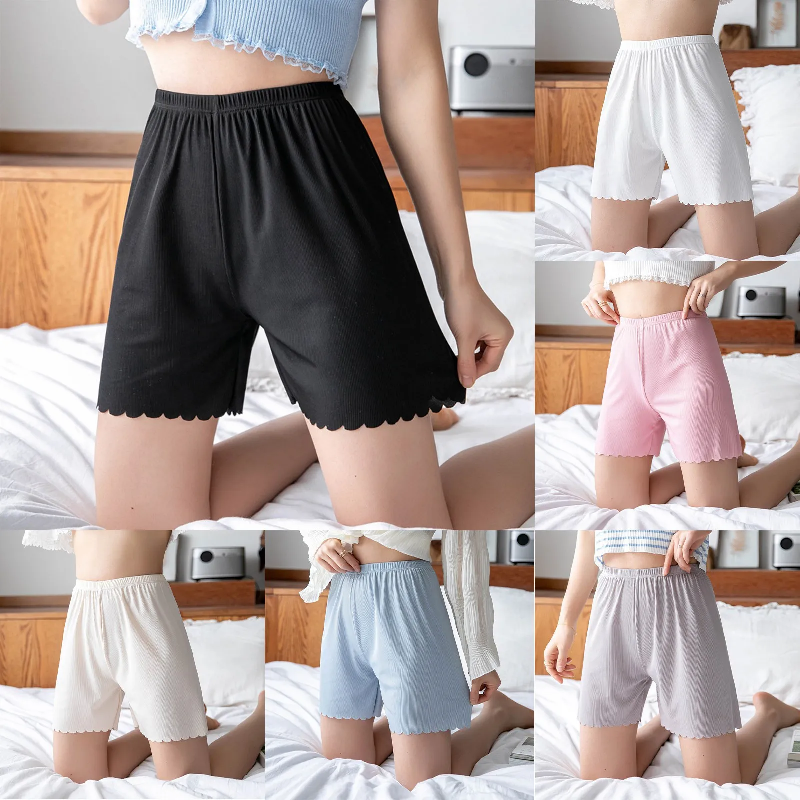 

Ice Silk Sexy Safety Pants Summer Thin Women Breathable Shorts Seamless Panties Under Skirt Female Boxer Short Panty Sleepwear
