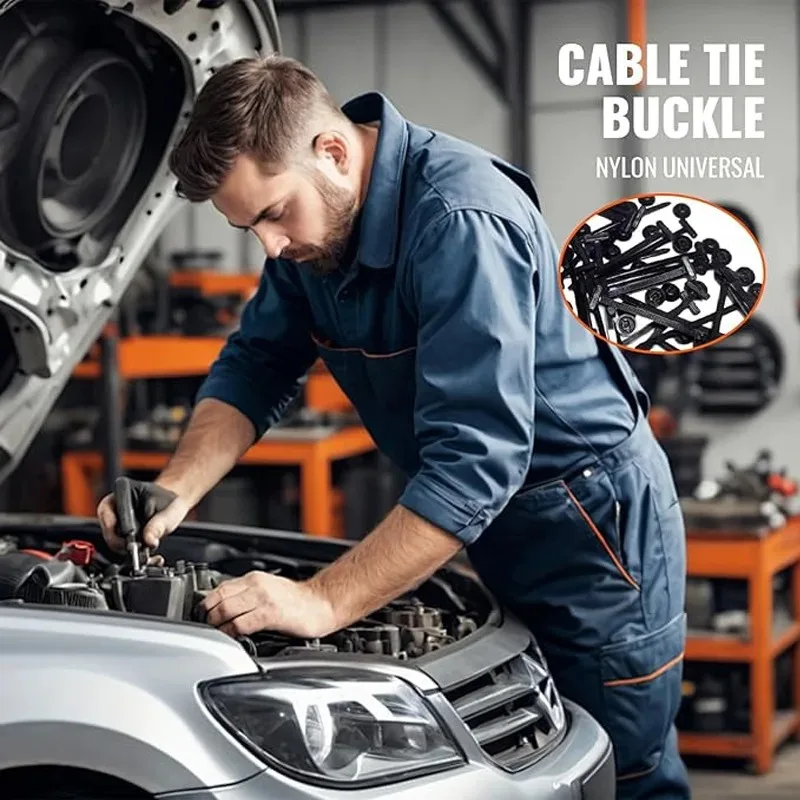 Push Mount Cable Tie Nylon Wire Harness Fastener Clip Self Locking Head For Car Auto Bumper Fender Engine Cover Retainer Buckle