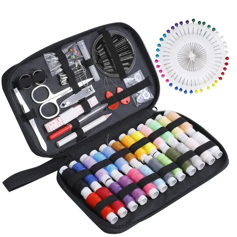 Complete Sewing Kit with Threads Needles Scissors Tape Measure Buttons Portable Travel DIY Embroidery Handwork Sewing Tool Set - 3