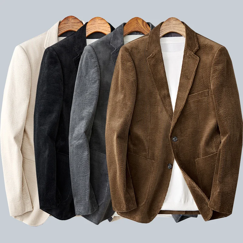Men's Corduroy Suit Jacket Blazers M-5XL