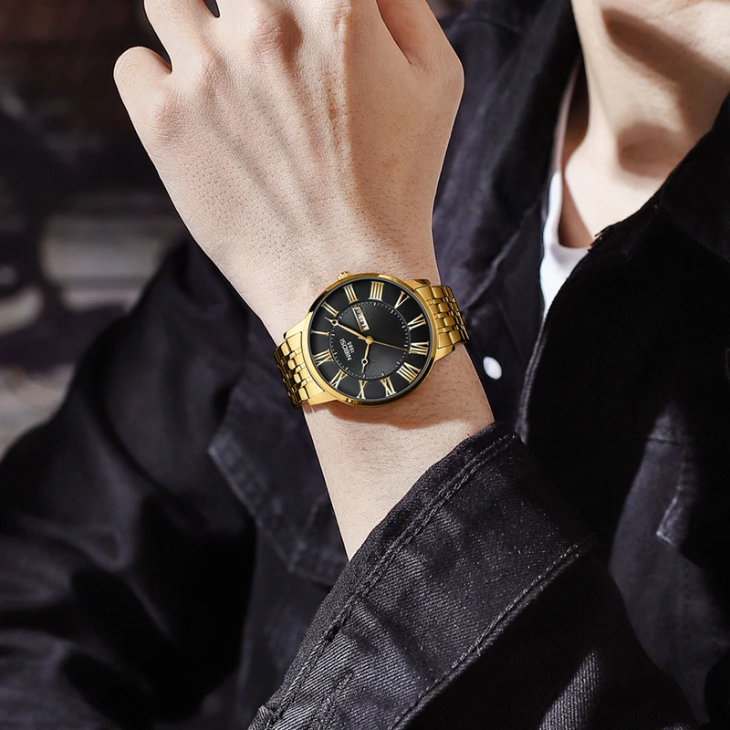 NIBOSI Mens Watches Top Brand Luxury Quartz Watch for Men Stainless Steel Waterproof Week Date Male Wristwatch Relogio Masculino