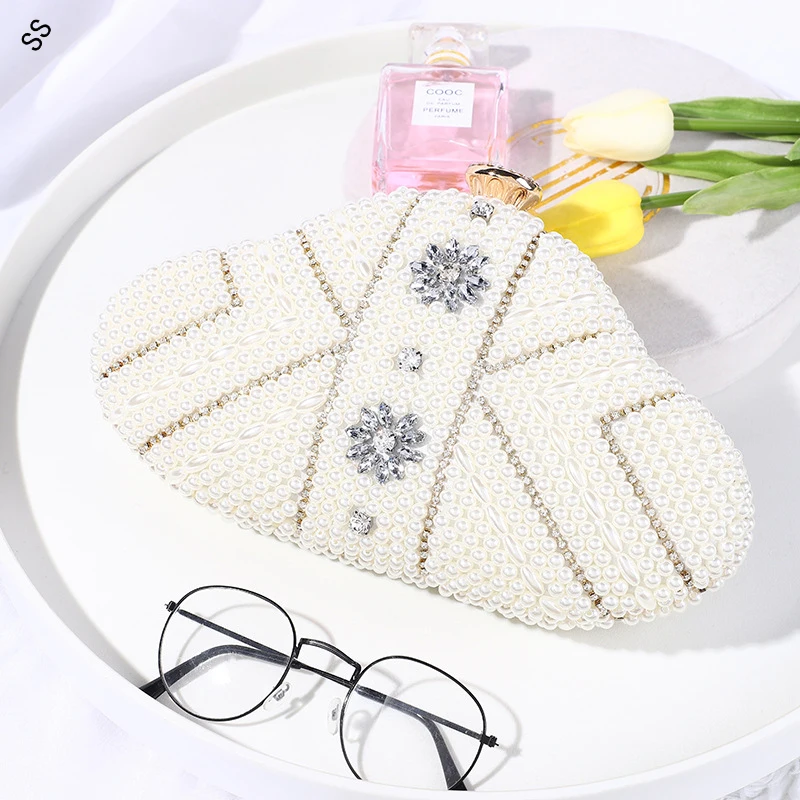 High Quality Handmade Rhinestone Pearl Women's Bag Evening Party Fashion Chain Shoulder Handbags