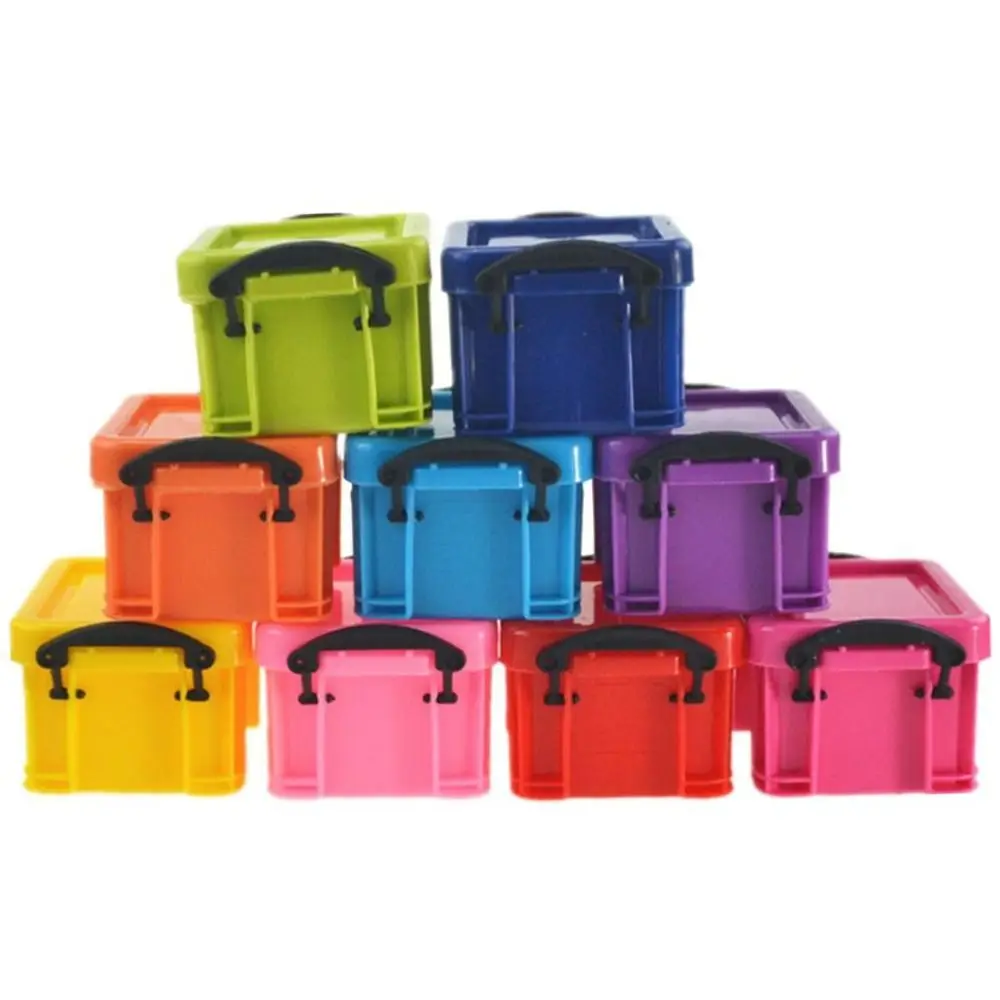 Multi-functional Mini Buckle Storage Box Candy Color Plastic Mini Storage Container Minimalism Desktop Organizer Box Sundries