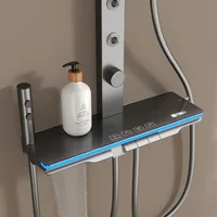 Shower Kit with Storage Shelf, Ambient Lighting, 5-Mode Showering Experience,Thermostatic Mixer,Gunmetal Shower Head Home Shower 3