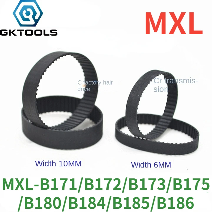 

GKTOOLS MXL Synchronous Timing belt B171MXL/B172MXL/B173MXL/B175MXL/B180MXL/ B184MXL/B185MXL/B186MXL Width 6/10mm