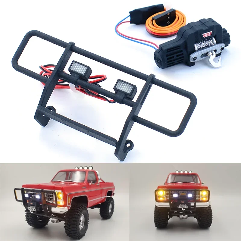 

Автомобиль для скалолазания TRX4M, имитация переднего бампера со штативом и лебедкой для радиоуправляемого гусеничного автомобиля 1/18, улучшенный автомобиль для Chevrolet K10