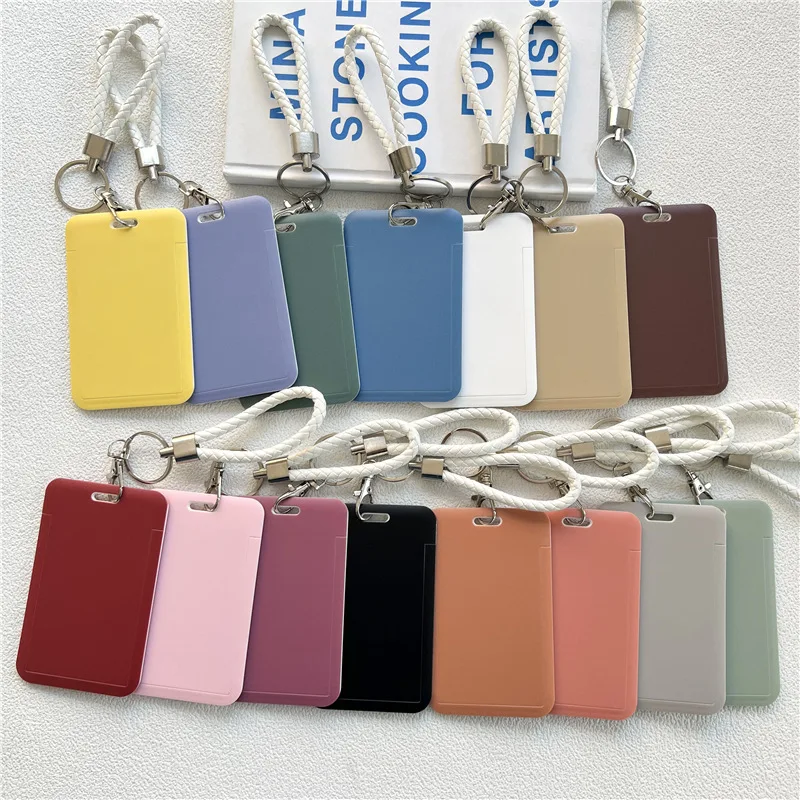 

1Pc Macaron Bus ID Card Protective Cover Cases Student Meat Keyring Card Campus Access Door Credit Card Holder Bag Set Key Chain