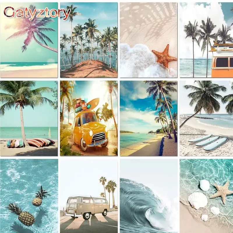 

GATYZTORY Diy Painting By Numbers Kits 40x50cm Canvas Painting Coloring By Numbers Beach Scenery Acrylic Art Unique Gift