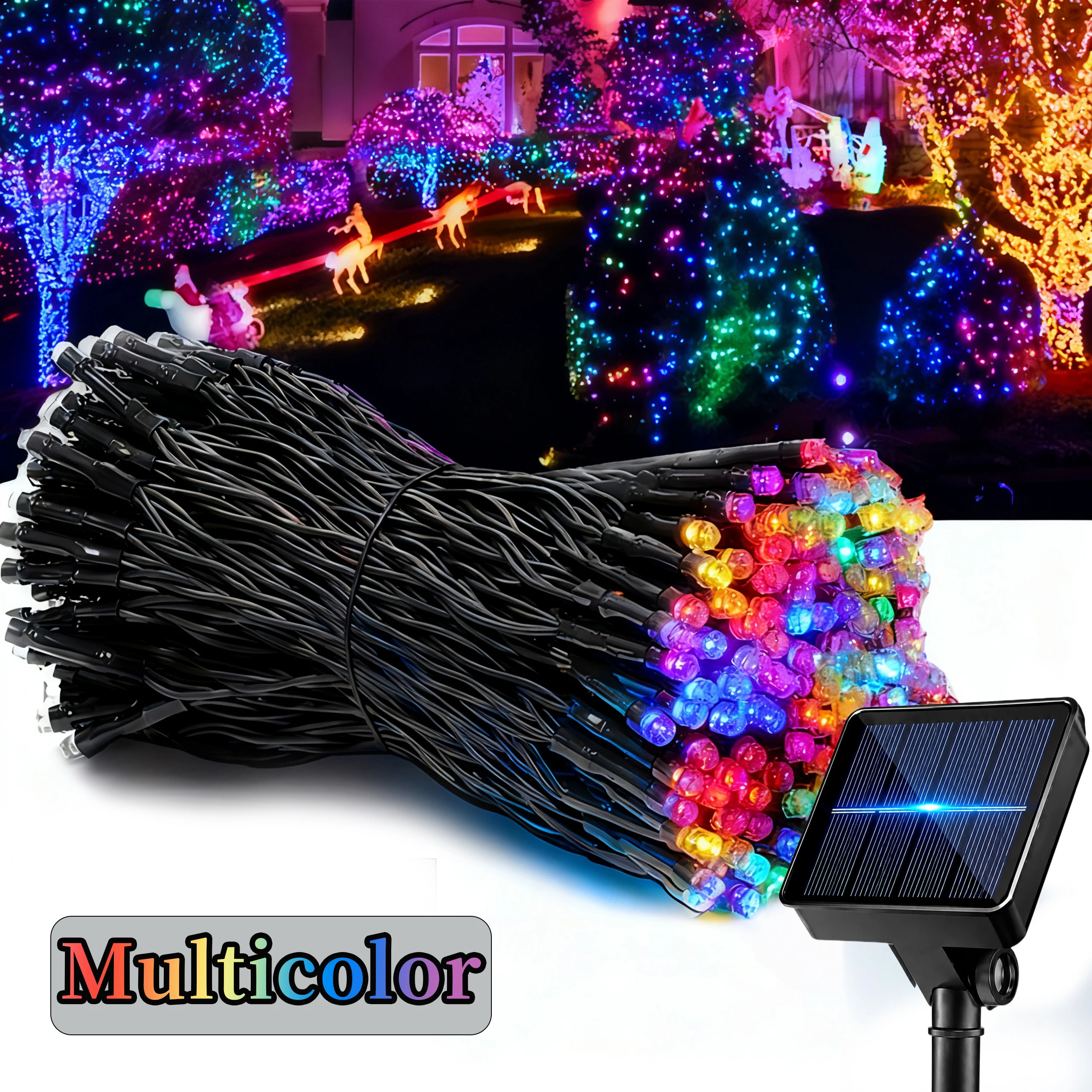 Solar Powered LED String Lights - 8 Modes, Waterproof Outdoor Decorative Lighting for Garden, Patio, and Events