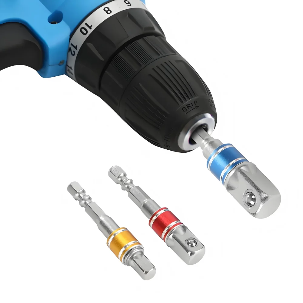 Socket Extension Adapter 3PCS Impact Driver Power Drill Hex To High Speed 1/4 3/8 1/2