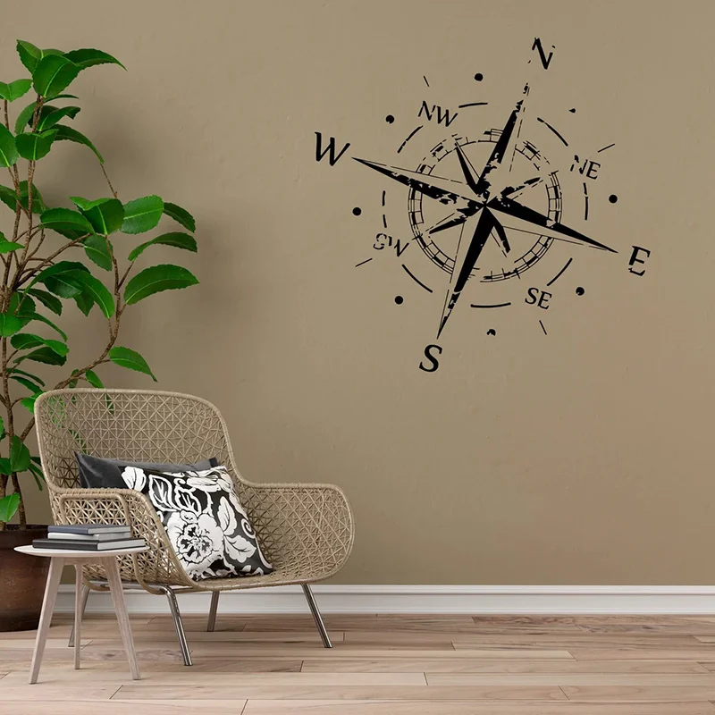 Bussola nautica Rosa Decalcomanie da muro Navigare Nave Oceano Mare Decorazioni per la casa Camera da letto Decorazione per la scuola materna Adesivo artistico rimovibile AB38 - immagine 3