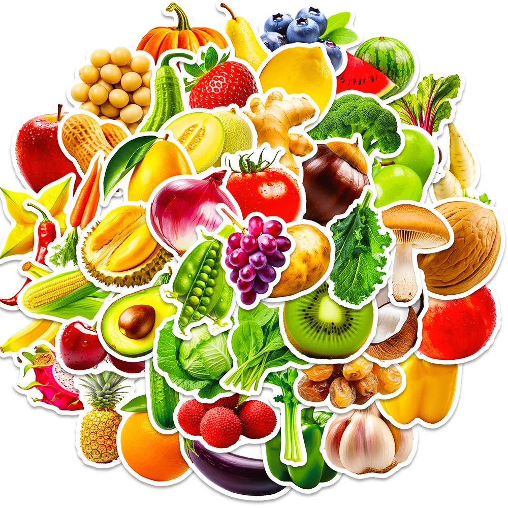 

10/50Pcs Realistic Fruits Vegetables Varied Graffiti Stickers DIY Laptop Scrapbooking Notebook Helmet Backpack Decoration Decals