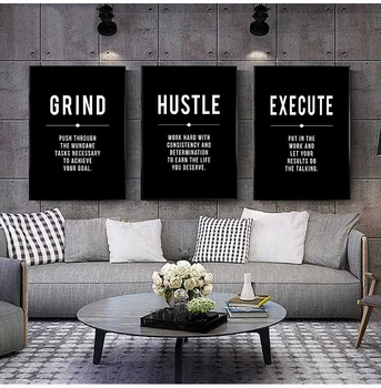Grind Hustle Success Motivational Office Canvas Art