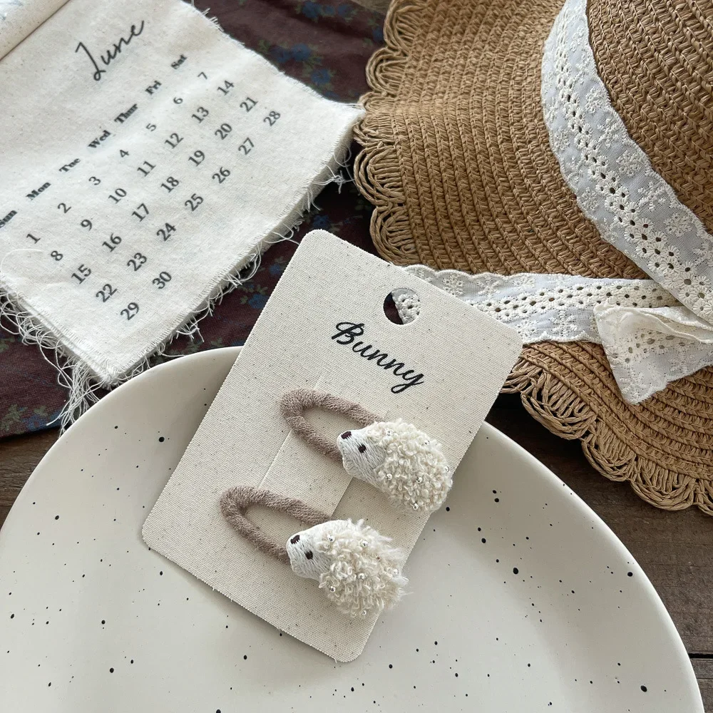 2pcs/set Baby Girls Cute Hedgehog Hairpin Elastic Coffee Hair Bands BB Clip Rubber for Kids Hair Rope Ties Children Accessories