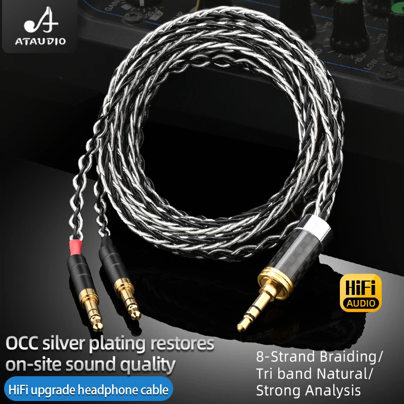 Hifi Mdr Z7 Headphone Cable 1 to 2 jack 3.5 4.4mm Balanced OCC Silver Upgrade Headphone Cable For HIFIMAN HE1000se HE6se he400