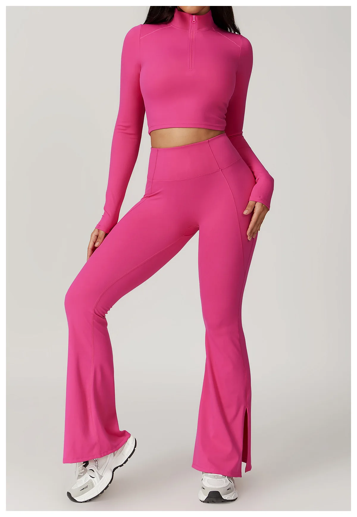 

Женская новая облегающая одежда для йоги с длинным рукавом, Спортивная футболка, комплект из двух предметов для скоростного сухого бега, фитнеса и танцев