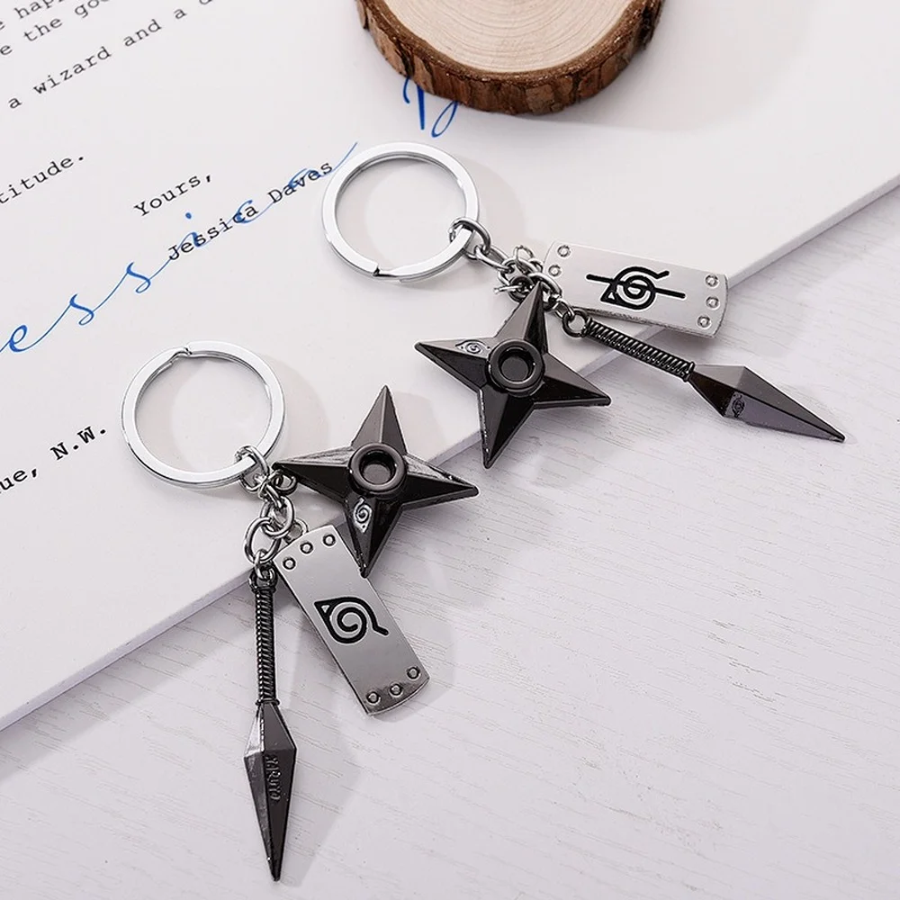 Kunai Shuriken Konoha Ninja Keychain for Car Keys Bag Backpack Naruto Anime Trinkets Keyring Accessories Women Jewelry Men Gift