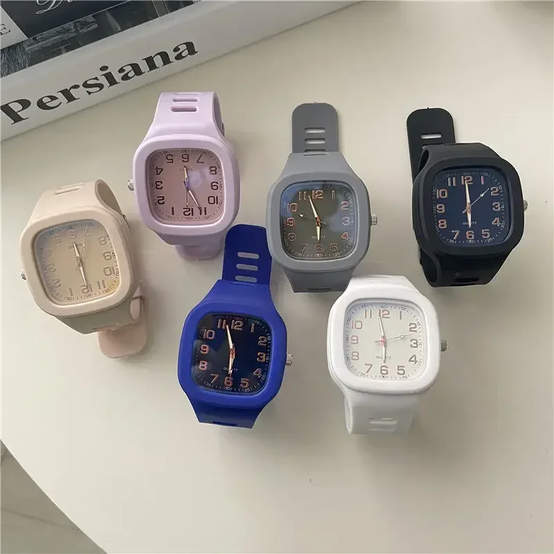 Quartz Watch Square For Men and Women Ins Style Simple Waterproof Sports Leisure Fashion Student Couple